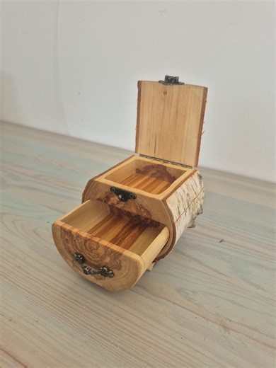 White Birch Keepsake Chest With Lid, Drawer and Secret Compartment - Etsy