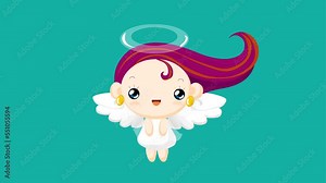 Cartoon fairytale flying 2d animation background and 4k resolution, animated fairy girl Stock Video