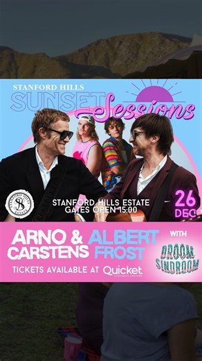 Arno Carstens, Albert Frost & Droomsindroom LIVE AT STANFORD HILLS! 🎸✨ Boxing Day plans? Sorted. Join us Friday, 26 December for a legendary double-header at Stanford Hills Estate. Experience the iconic chemistry of Arno & Albert alongside the fresh, viral hits of Droomsindroom. 🌅🍷 🕒 Gates open: 15:00 | Music from: 17:00 📍 Venue: Stanford Hills Estate 🎟 Tickets: Available on Quicket (Selling fast!) Bring your picnic blankets and soak up the ultimate Overberg sunset session. 🧺🎶 #StanfordH
