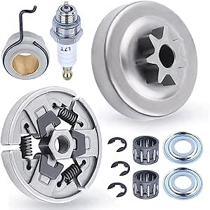 Adefol Sprocket Clutch Drum 3/8" 7T Needle Bearing Kit for Stihl MS290 MS390 029 039 MS310 Chainsaw Replacement Parts with Worm Gear Washer E-Clip Spark Plug for 11296402000