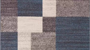 WRG Geometric Boxes Design Non-Slip (Non-Skid) Blue 6 ft. 6 in. x in. 6 ft. 6 in. Square Indoor Area Rug 506BLUE6SQ