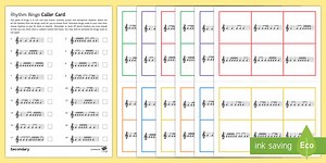 Minims, Crotchets, Quavers and Semiquavers Bingo