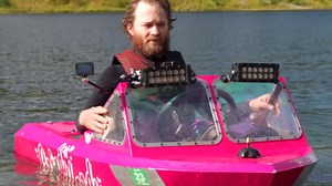 Mini jet boat takes on rough waters