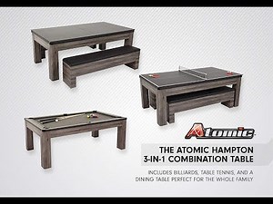 TABLE TENNIS-POOL Atomic 7' Hampton 3-in-1 Combination Table Includes Billiards