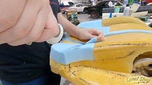 1.7K views · 56 reactions | Look Out! Laura has a turkey knife! She’s just shaping the seat foam for a cool new project here at the shop. Stay tuned! Contact us for all your custom and factory correct interior needs. Info@classiccarstudio.com or give us a call at 314-567-4200. #classiccarstudio #interiorshop #custominteriors | Classic Car Studio | Facebook