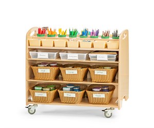 Help yourself trolley with clear totes