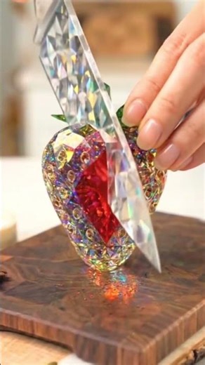 How Many Replays? 🌈💎 Rainbow Crystal Strawberry Inside 🍓