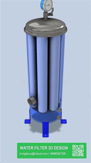 🚀 3D CAD Model: 304 Stainless Steel 7 Cartridge Filter Housing 20 Inch #Shorts