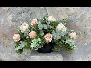 Stroik na grób ze sztucznych kwiatów || Kompozycja kwiatowa || Wszystkich Świętych || Róże