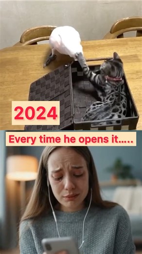 It's been a year, but he still thinks the cat is hiding. 😭#cat #sad #shorts