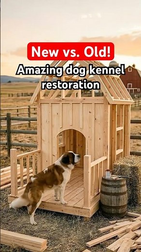 Vintage 80s Ranch Barn Makeover 🐶🌾 UNBELIEVABLE DOG HOUSE RESTORATION! #diy #satisfying