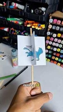 FIZ UMA ANIMAÇÃO COM PAPEL E PALITO 😱💙✨️ #art #desenho #alleno