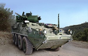 The US Armed Forces received for testing the first Stryker armored vehicle with an 30-mm cannon.