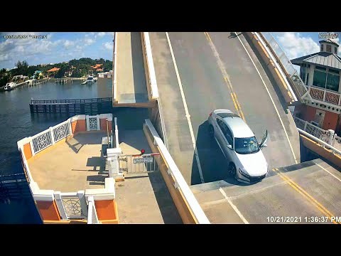 Drawbridge Opens While Car Is Still Crossing