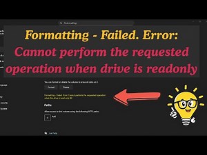 Formatting Failed Fix | Cannot Perform the Requested Operation (Drive Is Read-Only)
