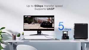 Inateck RGB USB 3.0 USB-C Port Hard Drive Docking Station with Offline Cloning, for 2.5/3.5 Inch SATA HDDs and SSDs, 2 x 20TB Dual Bay Docking Station, UASP Supported, SA02003C