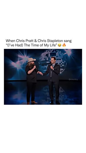 Country Music on Instagram: "Not sure which Chris is the better singer 👀😂 (Via: @jimmykimmellive) On November 2, 2017, Chris Stapleton, the acclaimed country music singer-songwriter known for his soulful voice and genre-blending hits (like “Tennessee Whiskey” and “Traveller”), joined Chris Pratt, who was guest hosting *Jimmy Kimmel Live*, for a playful performance of “(I’ve Had) The Time of My Life” from *Dirty Dancing*. Stapleton, a Kentucky native with multiple Grammy Awards and a reputation