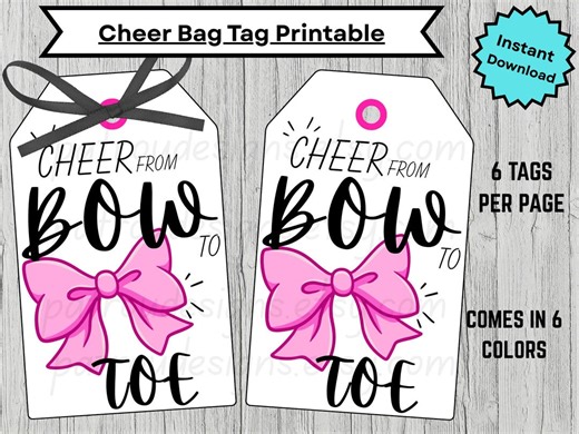 Cheer Bag Tags, From Bow to Toe Printable (digital Download) - Etsy