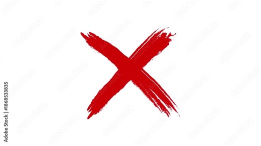Cross Mark icon animation 4K video. Attention, no, decline, red, stop, warning, paintbrush, error, cancel, and animated red x isolated on a transparent background