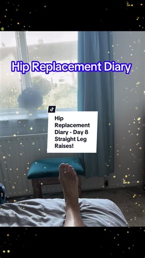 Hip Replacement Diary Day 8. 4 weeks and 2 days Post Op. When were you able to do straight leg raises? What can you do today that you could not do a week ago? #hip#hipreplacementr#straightlegraisest#gettingstrongerg#bigwins