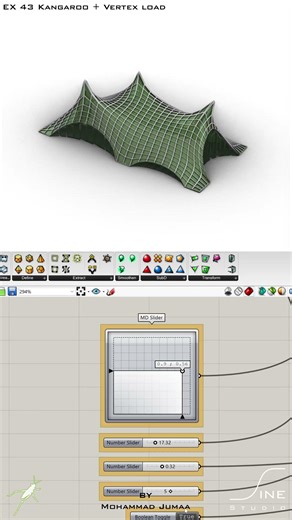 Grasshopper - EX 43 - Kangaroo + Vertex load ‪@sinestudio‬ #parametricdesign #grasshopper