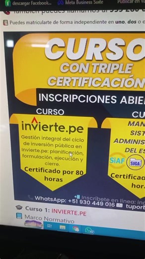 Cursos con Certificación del Colegio de Ingenieros Del perú, invierte.pe, OPMI, Infobras, Unidad Formuladora,