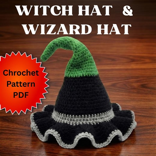 Crochet Wizard Witch Hat Pattern, Easy Costume DIY ,wizard Hat Crochet Pattern PDF, Cute Fantasy Costume, Wizard Hat Cotten - Etsy