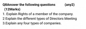 Q8Answer the following questions (any2) (12Marks)1. Explain Ri... | Filo