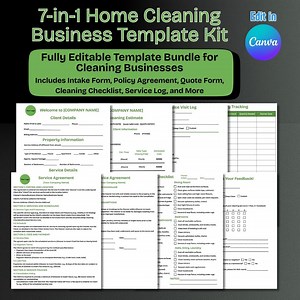 7-in-1 Home Cleaner Forms Template Bundle | Editable Canva Contract, Checklist & Kit for Cleaning Business - Etsy Canada