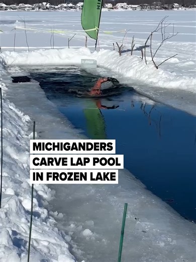 These Michiganders aren't letting winter break their outdoor swim streak. They carved a 25-yard lap pool out of the ice on Bostwick Lake near Grand Rapids so they could swim, even through temperatures well below freezing. “It’s like swimming in the pool at the Y, except very cold,” swimmer Don Kern said matter-of-factly. (Video provided by Lora Sokol, Andrew Sisson, Don Kern and Eric Hansen)