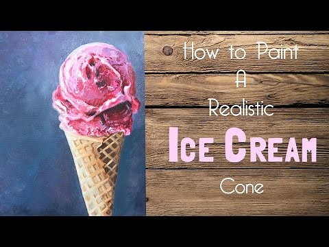 Ice Cream Cone Acrylic Painting Tutorial - By Artist, Andrea Kirk | The Art Chik