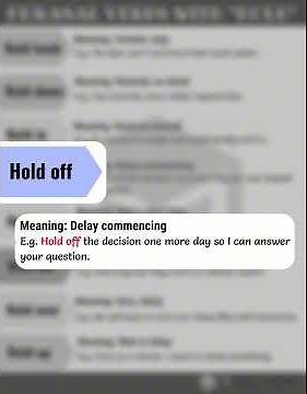 Hold On, Hold Up, Hold Back | Phrasal Verbs in English