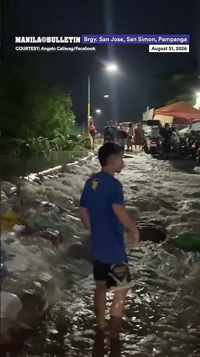 Floodwaters surge through Sitio Fatima in San Simon, Pampanga