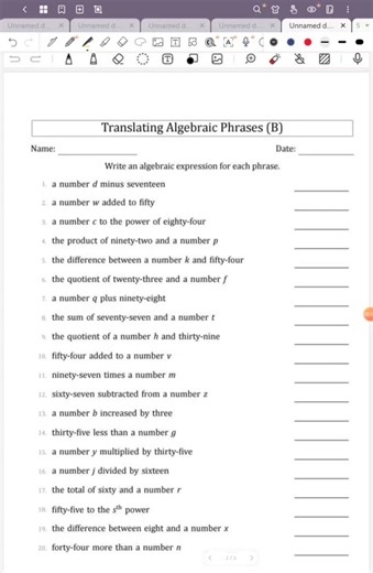 Translating Algebraic Phrases for Better Math Skills