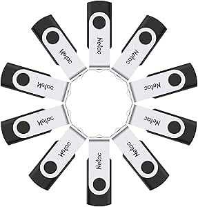 Netac 10 Pack 8GB USB 2.0 Flash Drives, 8GB Thumb Drives Memory Stick Jump Drive with Rotated Design