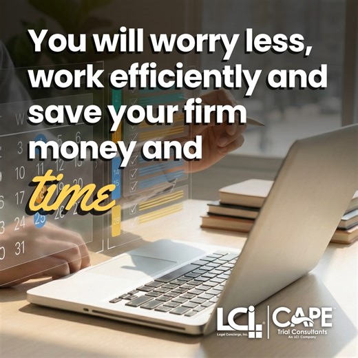 LCI is your litigation efficiency teammate. When the pressure of litigation and trial work starts to build, LCI steps in to lighten the load. Our smarter workflows and streamlined support will help you worry less, bring peace of mind and let you work more efficiently. Great results start with the right support, and LCI delivers. Let LCI help you focus on what matters most — winning. #LegalSupport #WorkSmarter #PeaceOfMind #LawFirmLife #LegalSolutions #TrialLifeUSA #LCI #lciservices #onsiteprinti