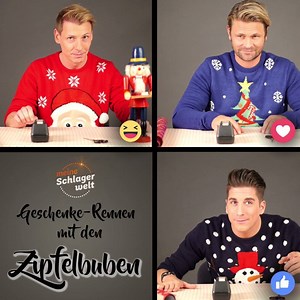 6.6K views · 124 reactions | Die Zipfelbuben haben von uns eine Aufgabe bekommen: Ein Geschenk in 90 Sekunden so schön es geht einpacken! Mit dem "schön" einpacken hat's dann aber nicht so richtig geklappt, oder was sagt Ihr?  STIMMT AB und KLICKT TEILEN! 藍藍藍 | ARD Schlagerwelt | Facebook