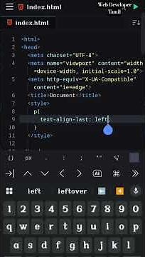 🎯CSS Text-Align-Last Property Full Expansion Tamil || #coding #html #css #viral #tamil #shorts