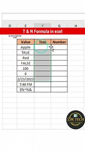 T and N Formula in Excel | Separate Texts and Numbers in exel 💥💯🚀 #Excel #exceltips #short #trendingnow #viralreelschallenge | DK TECH Computer GYAN
