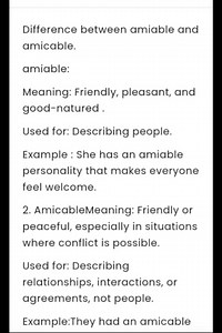 Difference between ( AMIABLE AND AMICABLE). #education #English #learning #facebookviral | English Learning Academy