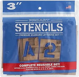 Pro Art Oiled Stencil Board Lettering, 3-inch Set, Natural