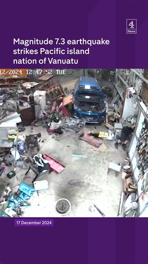 The Pacific island nation of Vanuatu has been hit by a magnitude 7.3 earthquake causing widespread damage. The tremor struck around 18 miles west of the territory's biggest city, Port Vila. | Channel 4 News