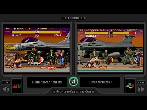 Street Fighter II Turbo (Sega Genesis vs SNES) Side by Side Comparison