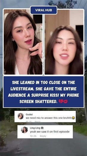 She kissed the camera on livestream! 🤯 Phone Screen SHATTERED! 💔 #SurpriseKiss #Streamer #Shorts