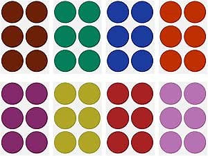 Royal Green Colored Stickers - Use in Office, Home, School 2" inch Label Rounds Dots, Red/Blue/Green/Yellow/Purple/Orange/Brown/Pink - 48 Count