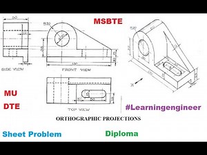 Orthographic Projection - Problem III #Learningengineer #Engineeringdrawing #Diploma #MU #MSBTE