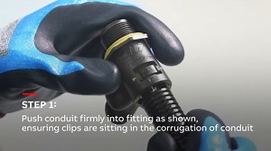 First introduced in 2008, ABB Installation Products' Adaptaflex® Adaptalok ATS™ sealed fittings are IP66-68 rated. Installers have relied on their easy-to-install and innovative one-click locking mechanism for 15 years. Check out our new video installation guide to see how quick and easy these popular sealed fittings can be assembled when compared to other multi-piece sealed systems. To find out more about ABB's Adaptaflex® Adaptalok ATS™ sealed fittings and other flexible non-metallic conduit s