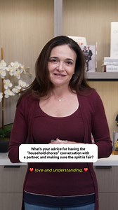 “What’s your advice for having the ‘household chores’ conversation with a partner, and making sure the split is fair?” Women still do more of the work at home. The key is being clear about the kind of partnership you want, checking in on how the split really looks, and staying aligned with love. What’s worked for you? Share your advice in the comments. | Sheryl Sandberg