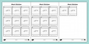 Short Division of 2-Digit Numbers Worksheet
