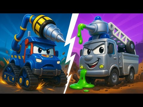 Super Drill VS. Robot Fire Truck! 🚒 Cars & Trucks Rescue for Kids | Super Truck